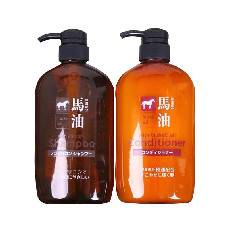 Bộ dầu gội dầu xả mỡ ngựa Horse Oil Non Silicon Hokkaido 600ml Nhật Bản