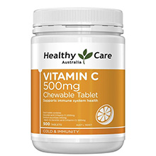 Viên nhai bổ sung Vitamin C Healthy Care 500mg 500 viên Úc